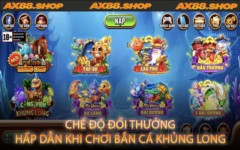 Chế độ đổi thưởng hấp dẫn khi chơi Bắn cá khủng long